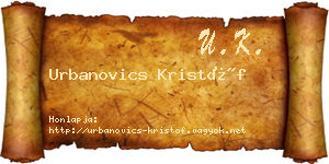 Urbanovics Kristóf névjegykártya