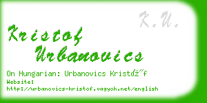 kristof urbanovics business card